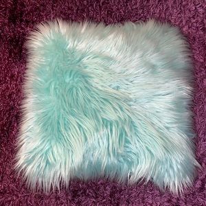 Turquoise Shaggy Pillow